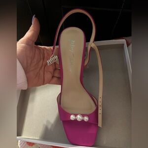 Brand New Betsey Johnson Hot Pink Satin Heels Size 8.5